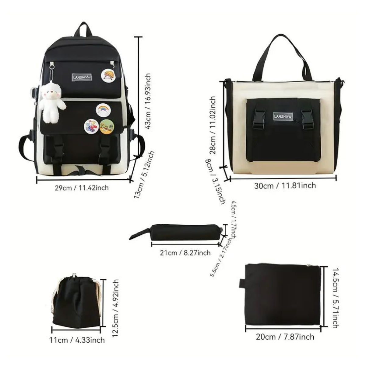 Maleta Mochila Combo Coreano 5 en 1