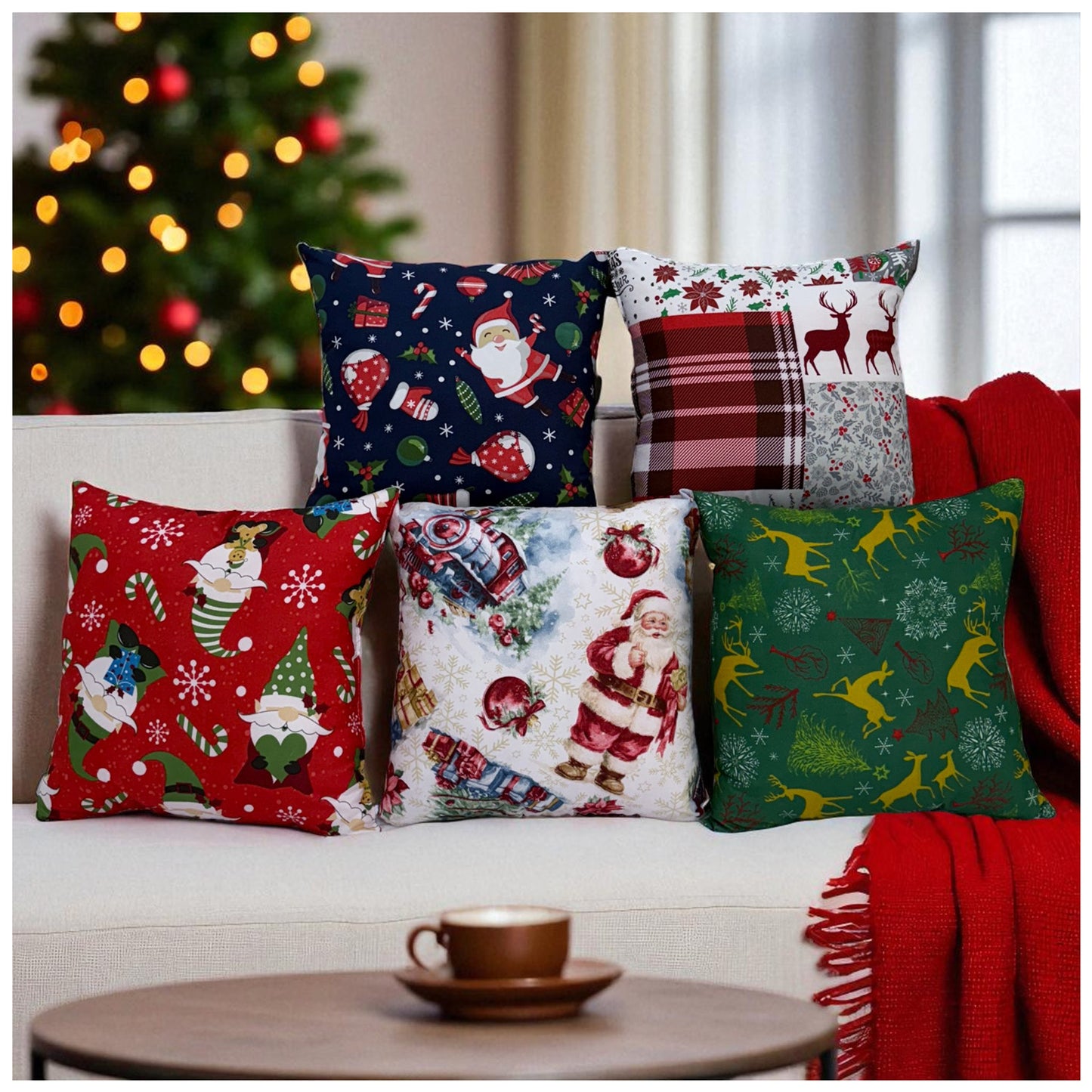 Mágico Set x 5 cojines de navidad